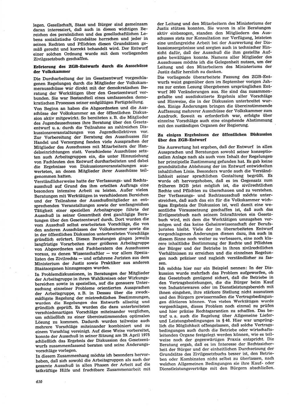 Neue Justiz (NJ), Zeitschrift für Recht und Rechtswissenschaft [Deutsche Demokratische Republik (DDR)], 29. Jahrgang 1975, Seite 410 (NJ DDR 1975, S. 410)