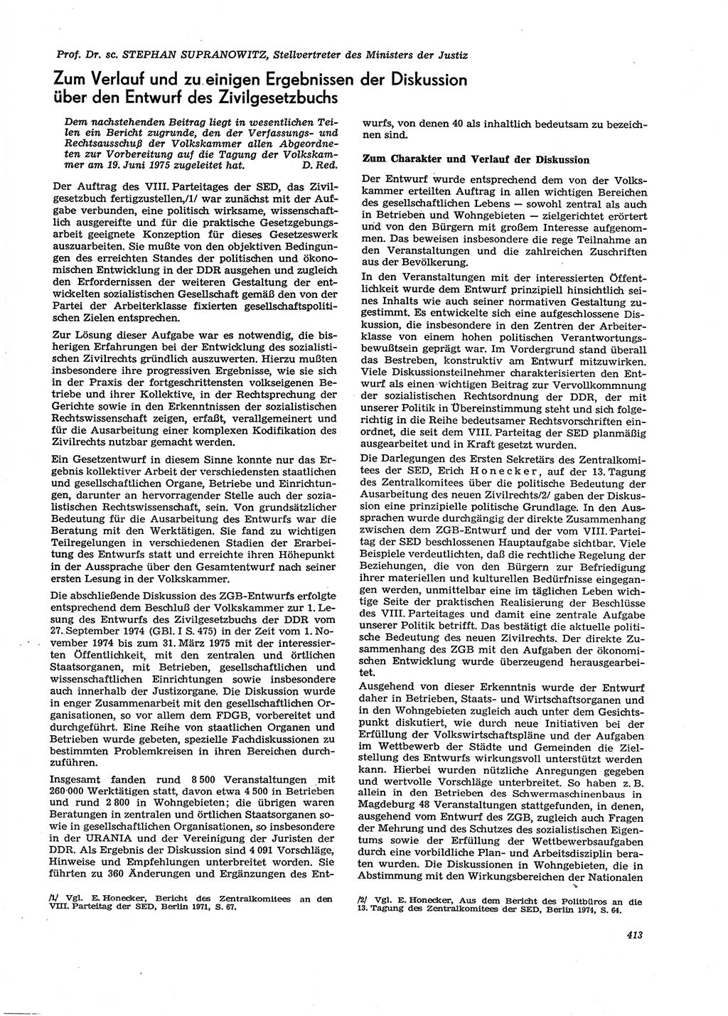 Neue Justiz (NJ), Zeitschrift für Recht und Rechtswissenschaft [Deutsche Demokratische Republik (DDR)], 29. Jahrgang 1975, Seite 413 (NJ DDR 1975, S. 413)
