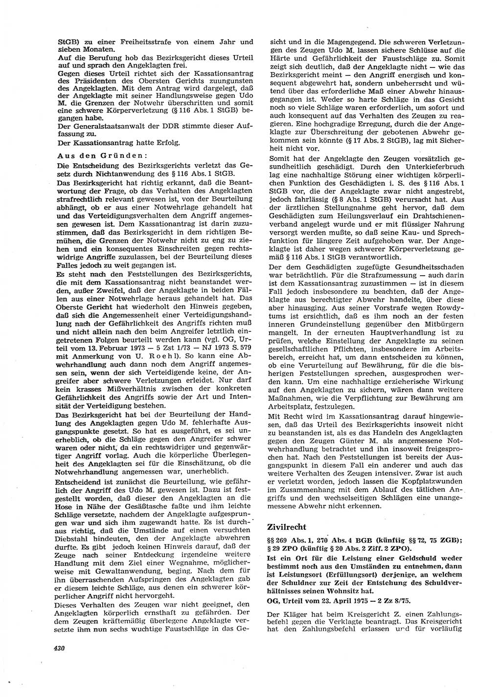 Neue Justiz (NJ), Zeitschrift für Recht und Rechtswissenschaft [Deutsche Demokratische Republik (DDR)], 29. Jahrgang 1975, Seite 430 (NJ DDR 1975, S. 430)