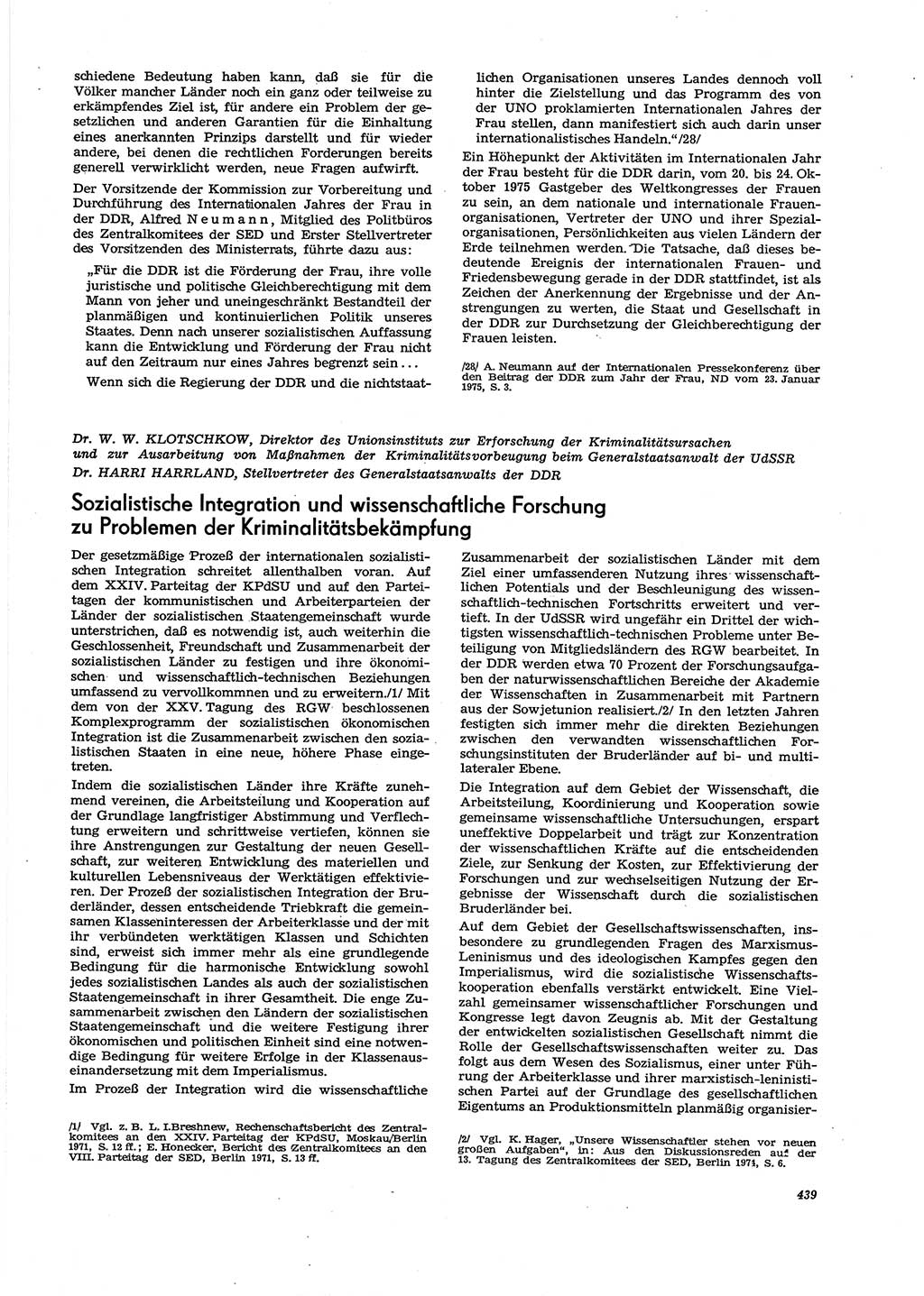 Neue Justiz (NJ), Zeitschrift für Recht und Rechtswissenschaft [Deutsche Demokratische Republik (DDR)], 29. Jahrgang 1975, Seite 439 (NJ DDR 1975, S. 439)