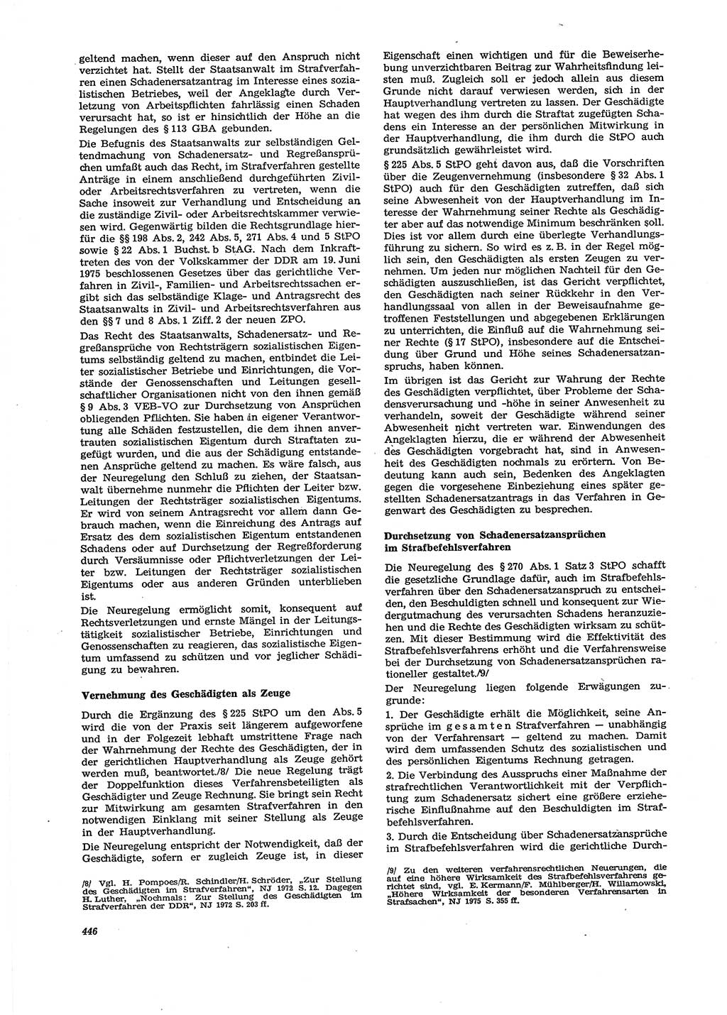 Neue Justiz (NJ), Zeitschrift für Recht und Rechtswissenschaft [Deutsche Demokratische Republik (DDR)], 29. Jahrgang 1975, Seite 446 (NJ DDR 1975, S. 446)