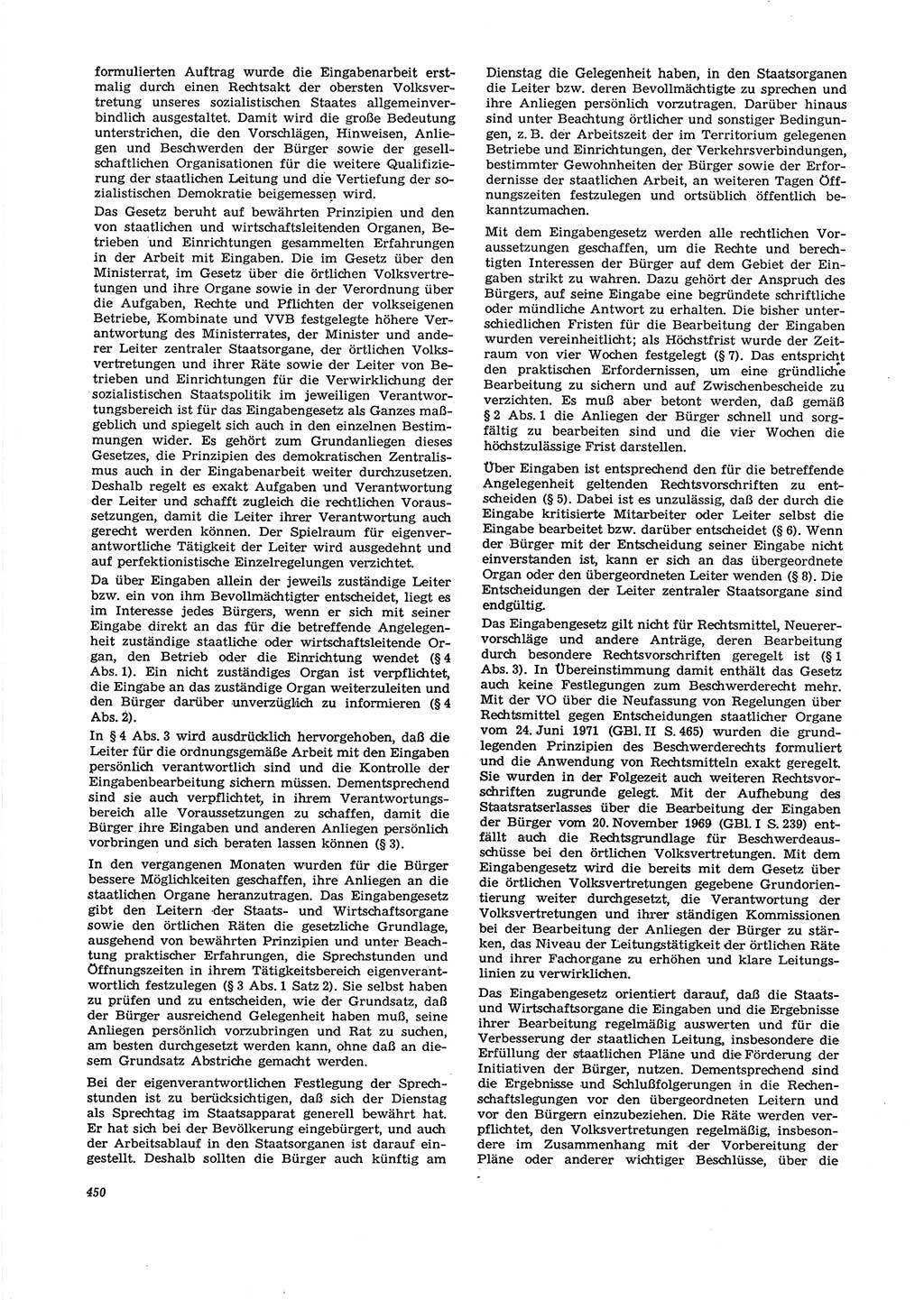 Neue Justiz (NJ), Zeitschrift für Recht und Rechtswissenschaft [Deutsche Demokratische Republik (DDR)], 29. Jahrgang 1975, Seite 450 (NJ DDR 1975, S. 450)