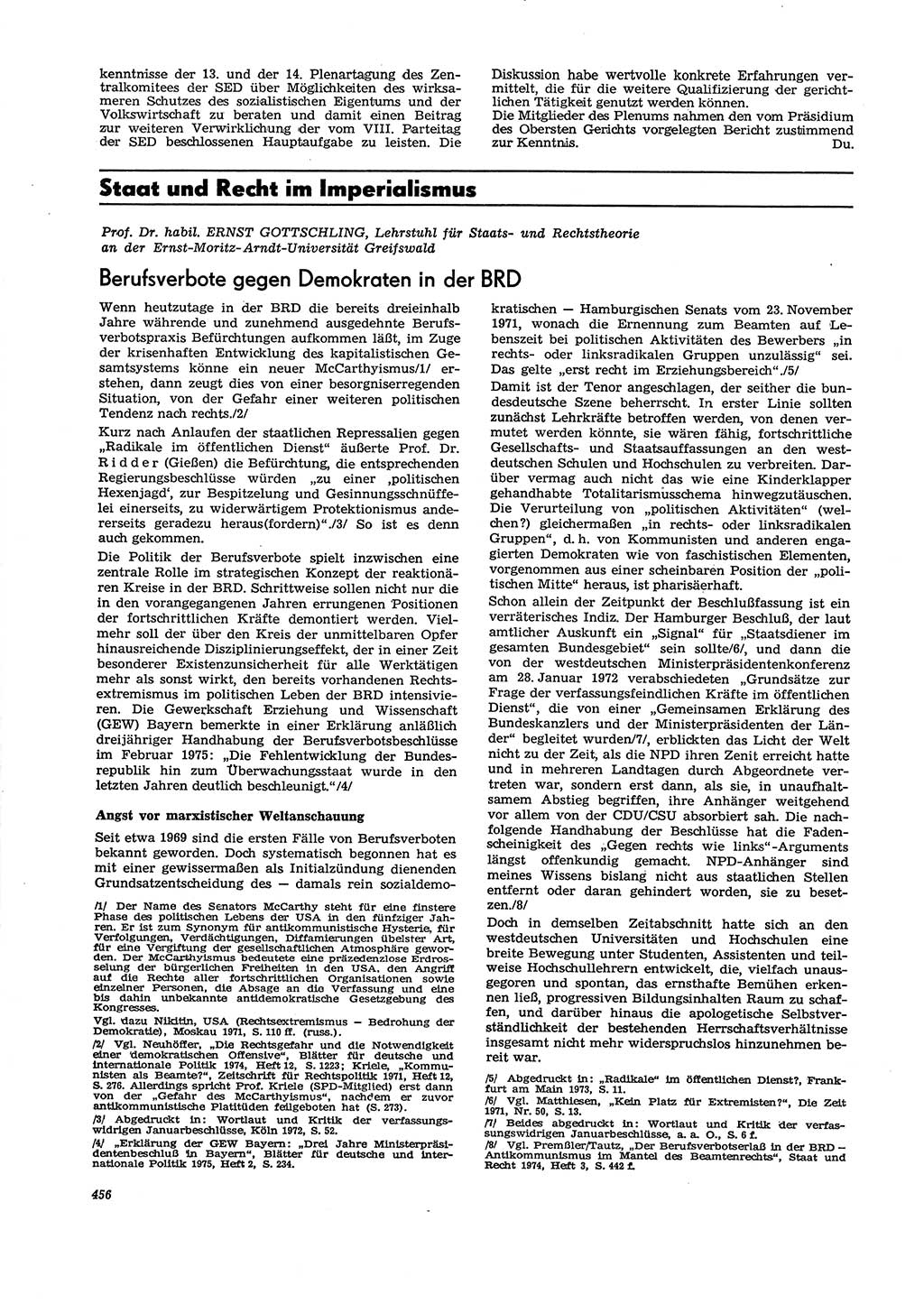 Neue Justiz (NJ), Zeitschrift für Recht und Rechtswissenschaft [Deutsche Demokratische Republik (DDR)], 29. Jahrgang 1975, Seite 456 (NJ DDR 1975, S. 456)
