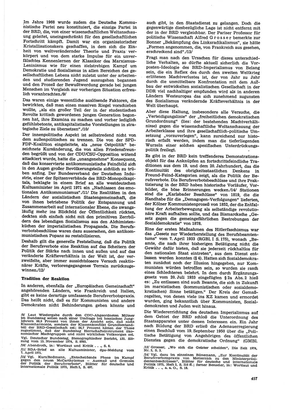 Neue Justiz (NJ), Zeitschrift für Recht und Rechtswissenschaft [Deutsche Demokratische Republik (DDR)], 29. Jahrgang 1975, Seite 457 (NJ DDR 1975, S. 457)