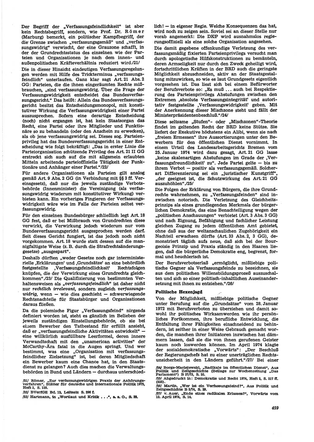 Neue Justiz (NJ), Zeitschrift für Recht und Rechtswissenschaft [Deutsche Demokratische Republik (DDR)], 29. Jahrgang 1975, Seite 459 (NJ DDR 1975, S. 459)