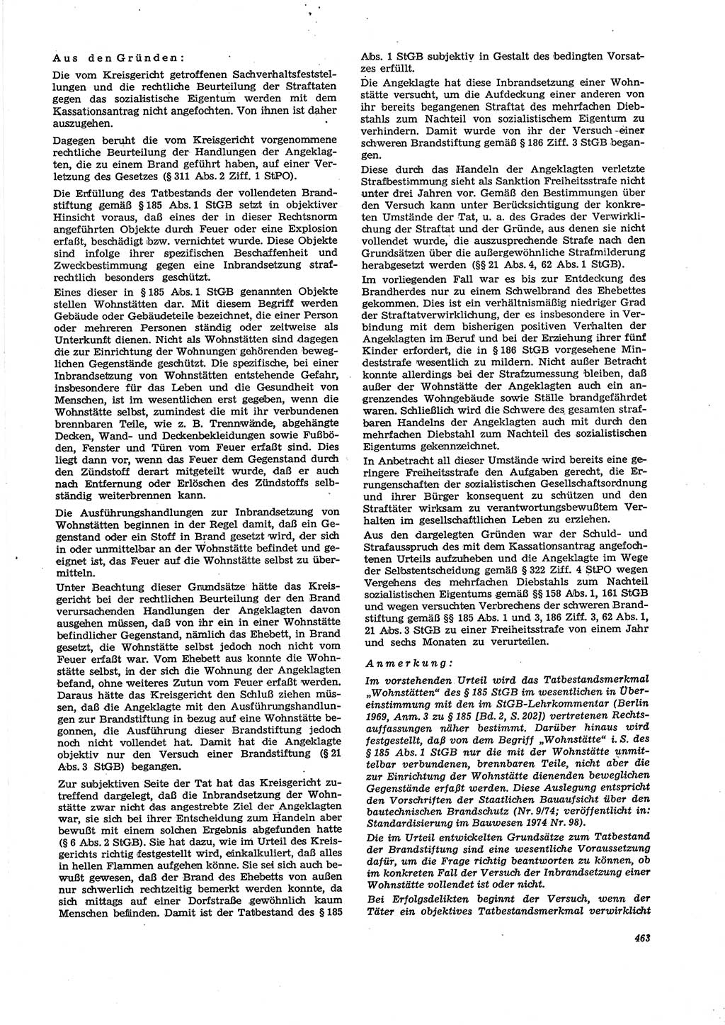 Neue Justiz (NJ), Zeitschrift für Recht und Rechtswissenschaft [Deutsche Demokratische Republik (DDR)], 29. Jahrgang 1975, Seite 463 (NJ DDR 1975, S. 463)
