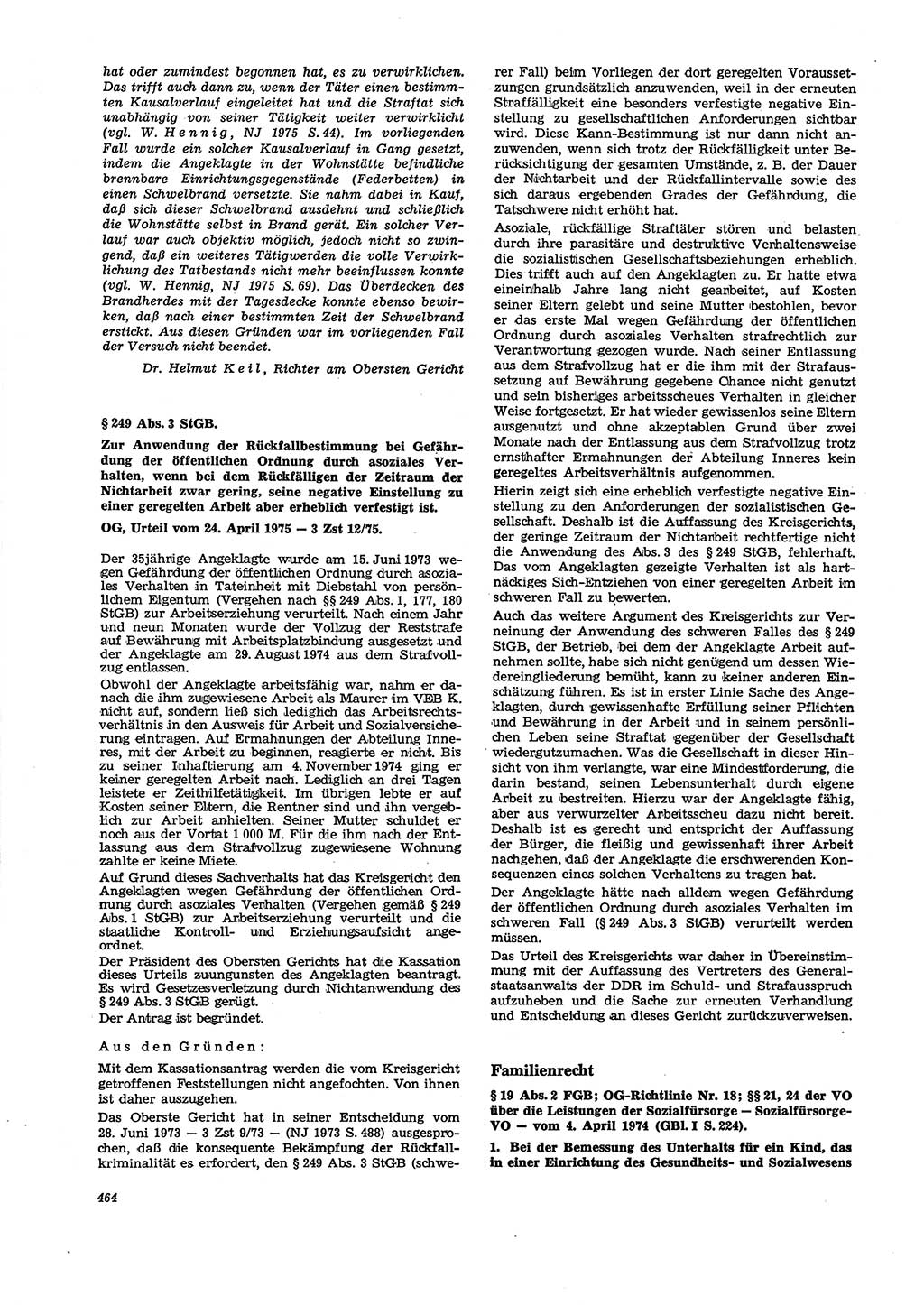 Neue Justiz (NJ), Zeitschrift für Recht und Rechtswissenschaft [Deutsche Demokratische Republik (DDR)], 29. Jahrgang 1975, Seite 464 (NJ DDR 1975, S. 464)