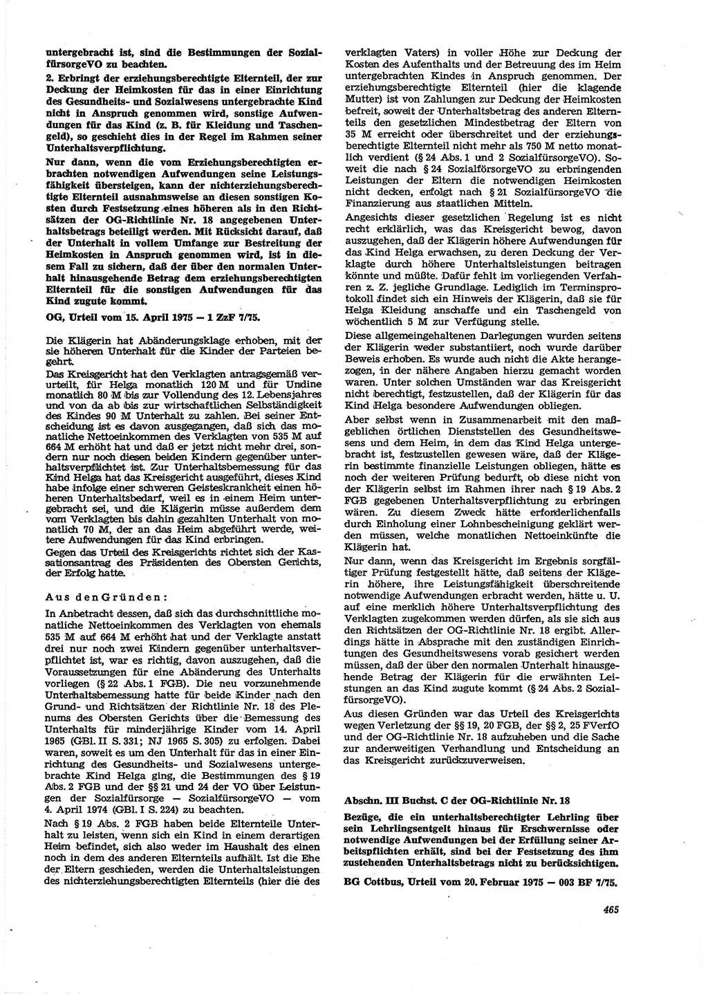 Neue Justiz (NJ), Zeitschrift für Recht und Rechtswissenschaft [Deutsche Demokratische Republik (DDR)], 29. Jahrgang 1975, Seite 465 (NJ DDR 1975, S. 465)