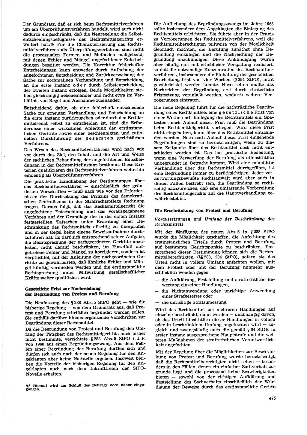 Neue Justiz (NJ), Zeitschrift für Recht und Rechtswissenschaft [Deutsche Demokratische Republik (DDR)], 29. Jahrgang 1975, Seite 475 (NJ DDR 1975, S. 475)