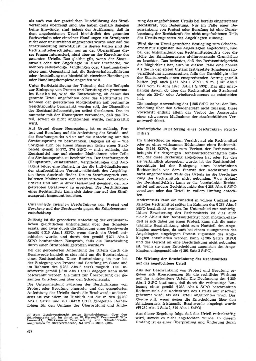 Neue Justiz (NJ), Zeitschrift für Recht und Rechtswissenschaft [Deutsche Demokratische Republik (DDR)], 29. Jahrgang 1975, Seite 476 (NJ DDR 1975, S. 476)