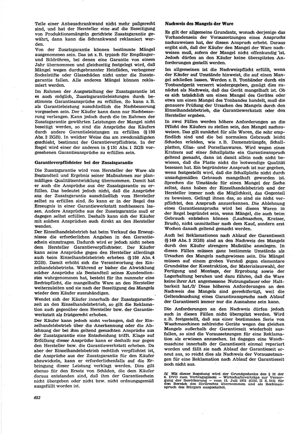Neue Justiz (NJ), Zeitschrift für Recht und Rechtswissenschaft [Deutsche Demokratische Republik (DDR)], 29. Jahrgang 1975, Seite 482 (NJ DDR 1975, S. 482)