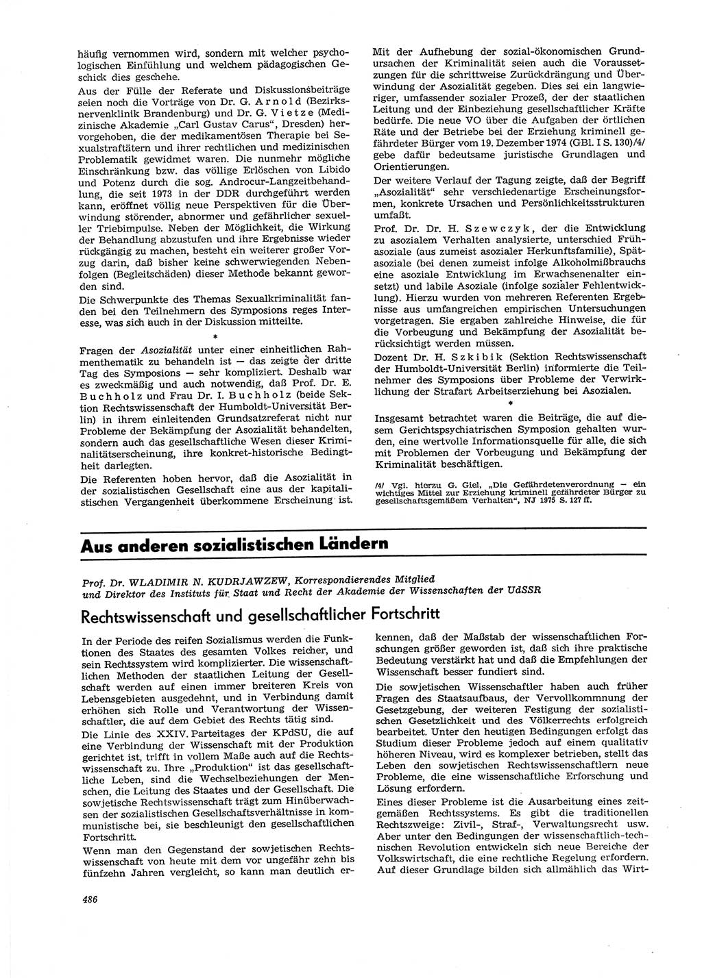 Neue Justiz (NJ), Zeitschrift für Recht und Rechtswissenschaft [Deutsche Demokratische Republik (DDR)], 29. Jahrgang 1975, Seite 486 (NJ DDR 1975, S. 486)