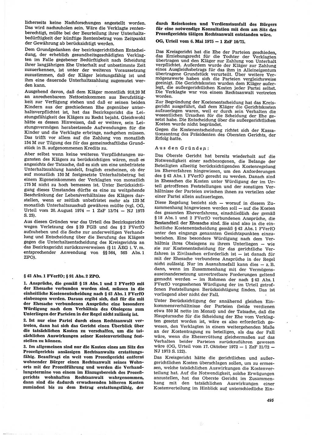 Neue Justiz (NJ), Zeitschrift für Recht und Rechtswissenschaft [Deutsche Demokratische Republik (DDR)], 29. Jahrgang 1975, Seite 495 (NJ DDR 1975, S. 495)
