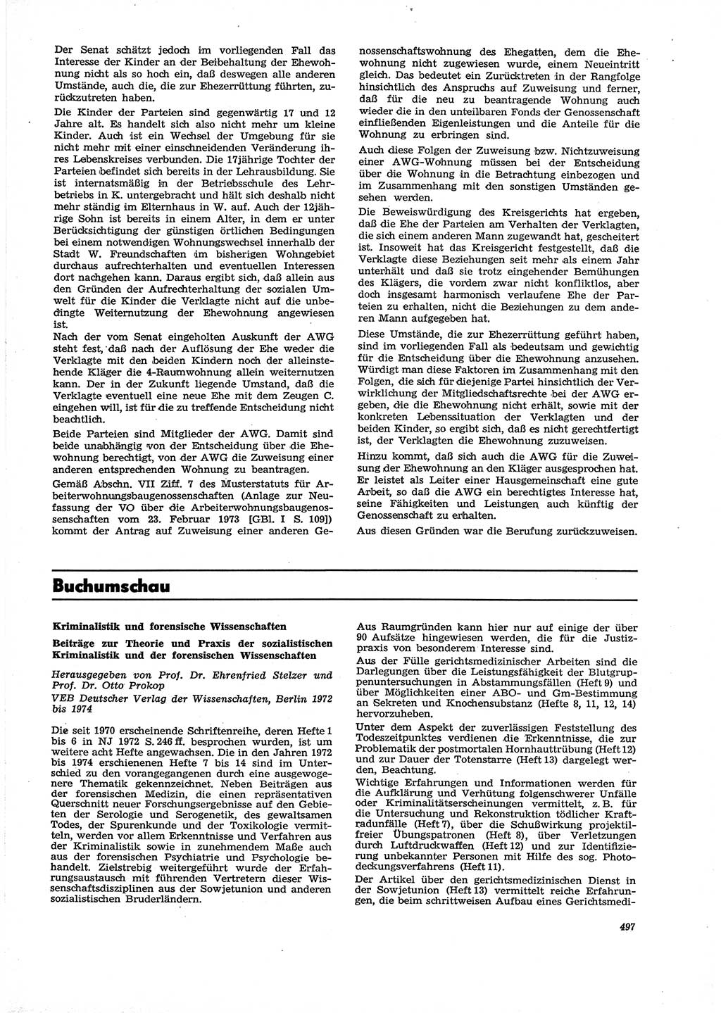 Neue Justiz (NJ), Zeitschrift für Recht und Rechtswissenschaft [Deutsche Demokratische Republik (DDR)], 29. Jahrgang 1975, Seite 497 (NJ DDR 1975, S. 497)