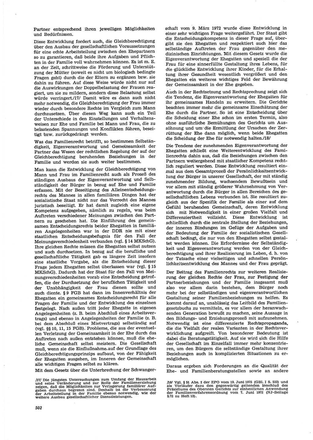 Neue Justiz (NJ), Zeitschrift für Recht und Rechtswissenschaft [Deutsche Demokratische Republik (DDR)], 29. Jahrgang 1975, Seite 502 (NJ DDR 1975, S. 502)