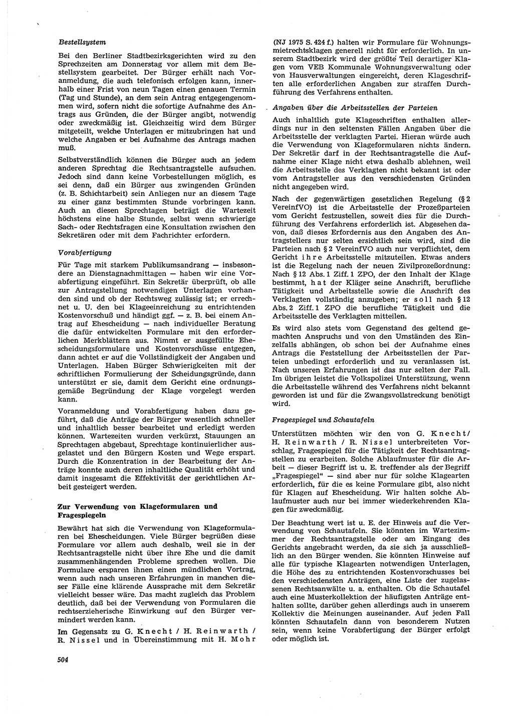 Neue Justiz (NJ), Zeitschrift für Recht und Rechtswissenschaft [Deutsche Demokratische Republik (DDR)], 29. Jahrgang 1975, Seite 504 (NJ DDR 1975, S. 504)