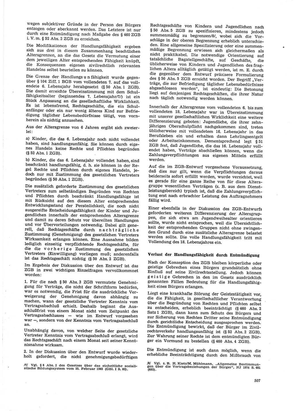 Neue Justiz (NJ), Zeitschrift für Recht und Rechtswissenschaft [Deutsche Demokratische Republik (DDR)], 29. Jahrgang 1975, Seite 507 (NJ DDR 1975, S. 507)