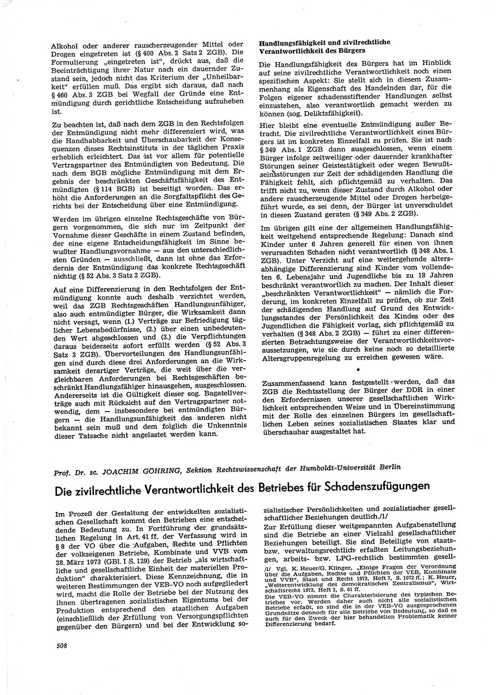 Neue Justiz (NJ), Zeitschrift für Recht und Rechtswissenschaft [Deutsche Demokratische Republik (DDR)], 29. Jahrgang 1975, Seite 508 (NJ DDR 1975, S. 508)