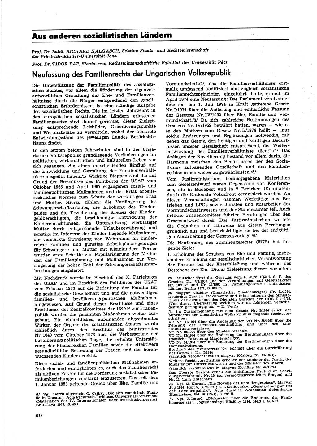 Neue Justiz (NJ), Zeitschrift für Recht und Rechtswissenschaft [Deutsche Demokratische Republik (DDR)], 29. Jahrgang 1975, Seite 512 (NJ DDR 1975, S. 512)