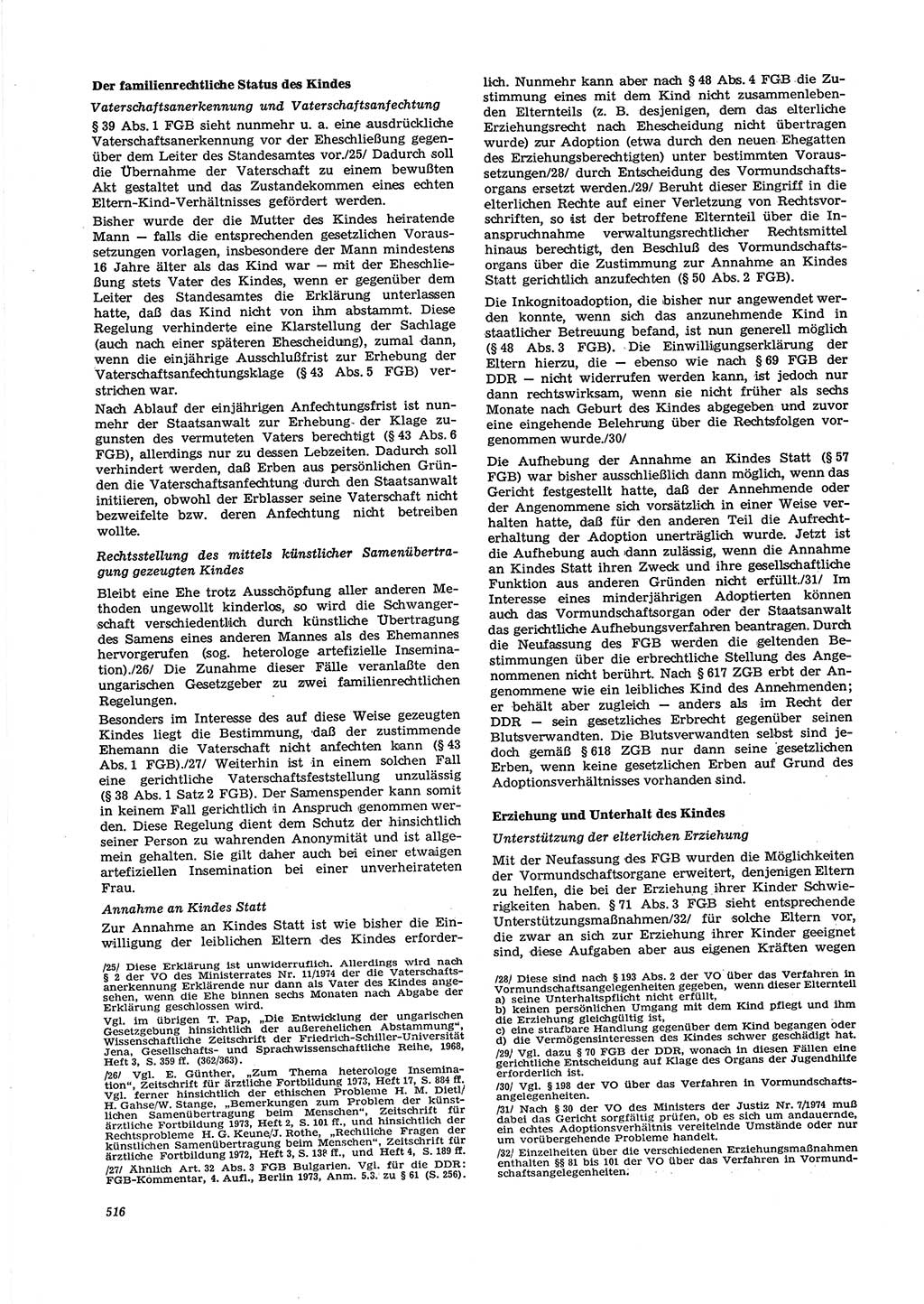 Neue Justiz (NJ), Zeitschrift für Recht und Rechtswissenschaft [Deutsche Demokratische Republik (DDR)], 29. Jahrgang 1975, Seite 516 (NJ DDR 1975, S. 516)