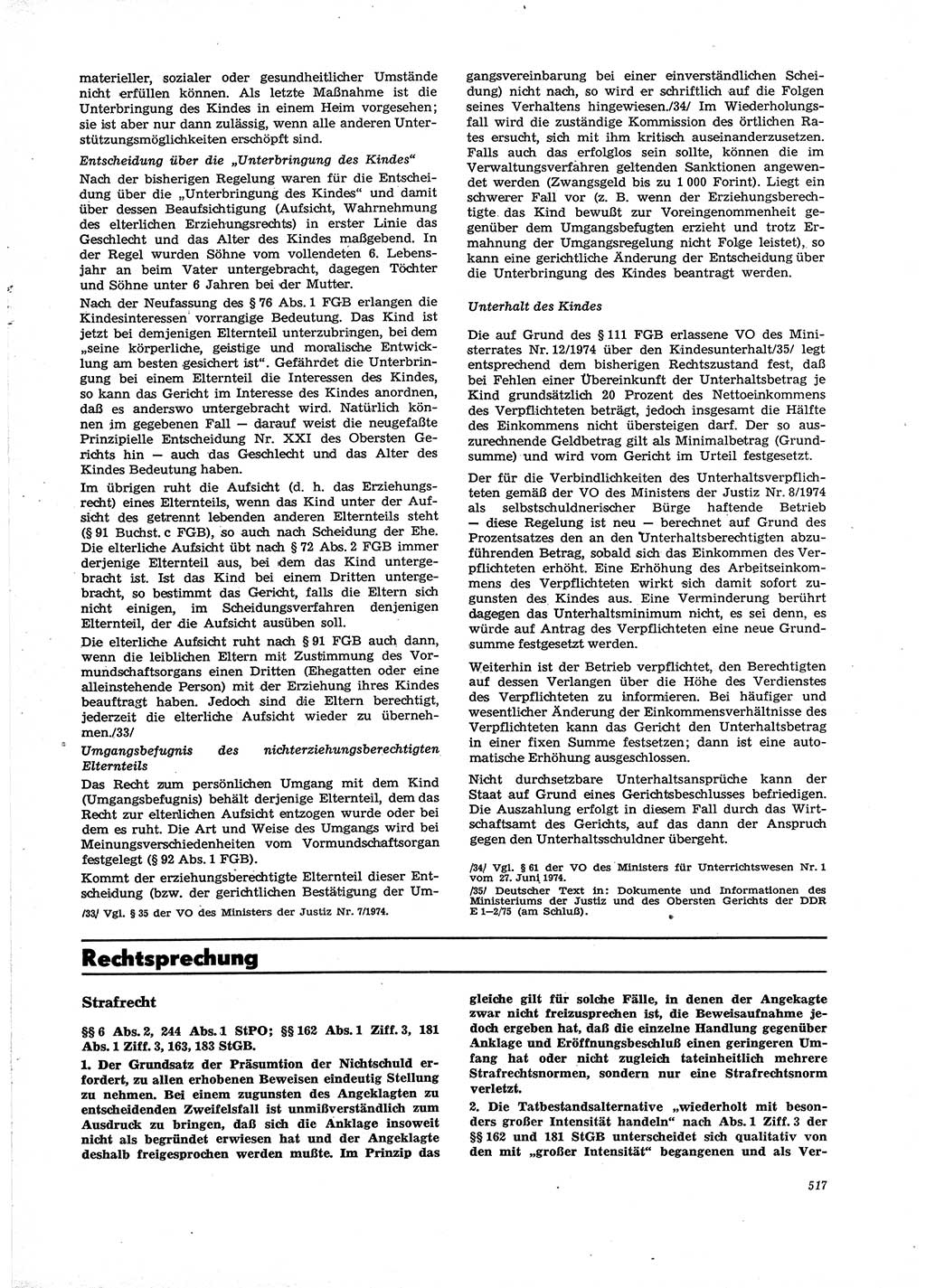 Neue Justiz (NJ), Zeitschrift für Recht und Rechtswissenschaft [Deutsche Demokratische Republik (DDR)], 29. Jahrgang 1975, Seite 517 (NJ DDR 1975, S. 517)
