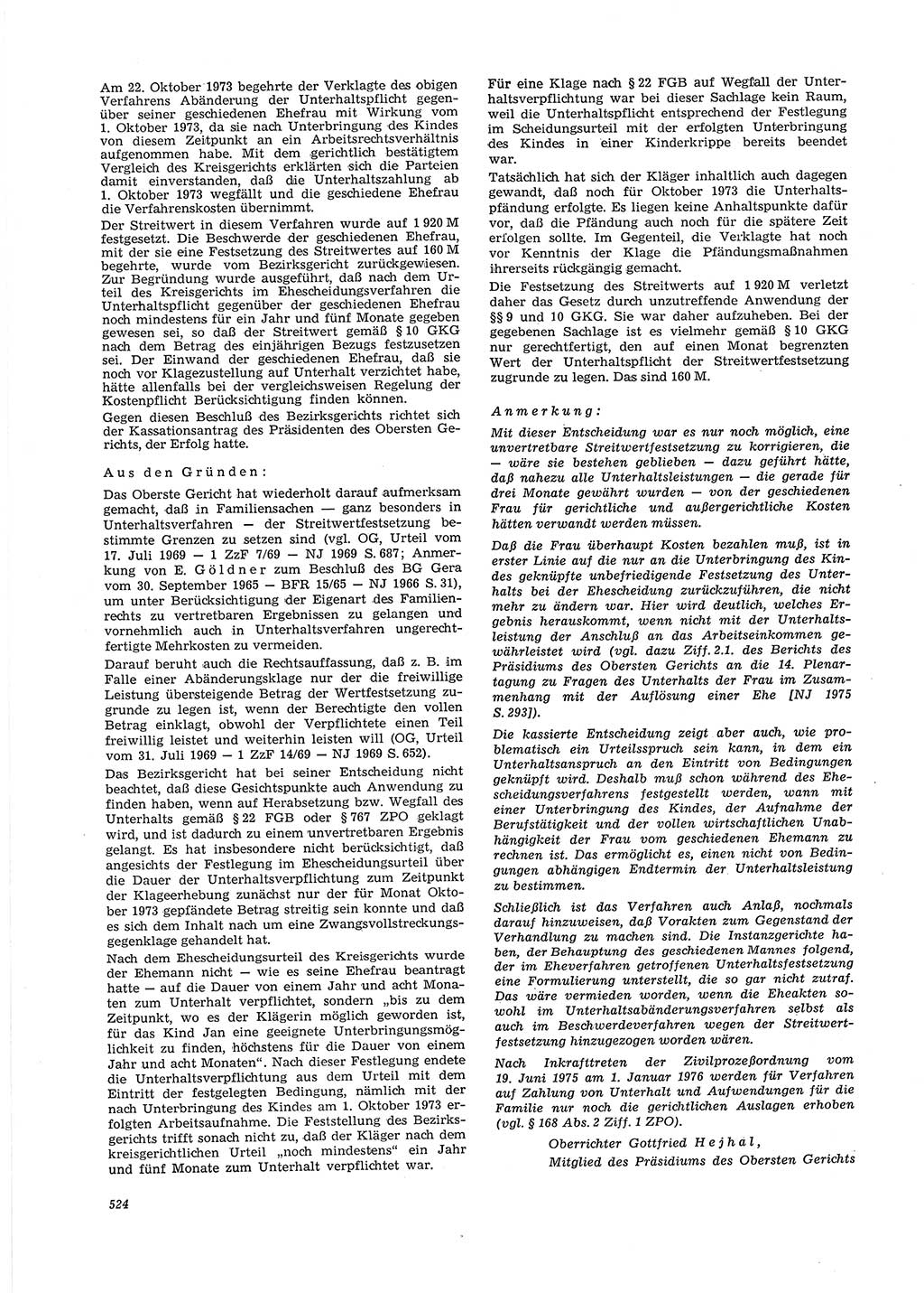 Neue Justiz (NJ), Zeitschrift für Recht und Rechtswissenschaft [Deutsche Demokratische Republik (DDR)], 29. Jahrgang 1975, Seite 524 (NJ DDR 1975, S. 524)