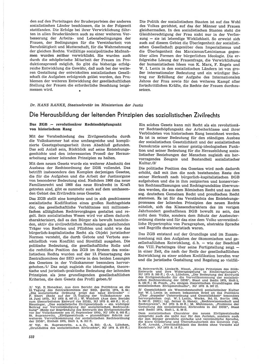 Neue Justiz (NJ), Zeitschrift für Recht und Rechtswissenschaft [Deutsche Demokratische Republik (DDR)], 29. Jahrgang 1975, Seite 532 (NJ DDR 1975, S. 532)