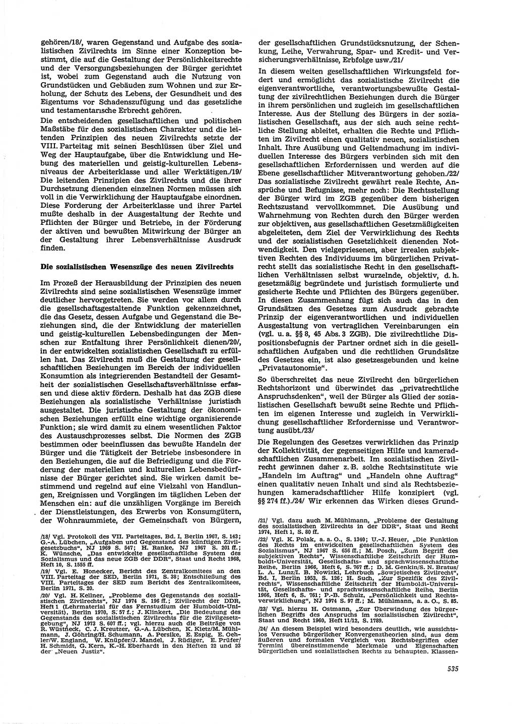 Neue Justiz (NJ), Zeitschrift für Recht und Rechtswissenschaft [Deutsche Demokratische Republik (DDR)], 29. Jahrgang 1975, Seite 535 (NJ DDR 1975, S. 535)