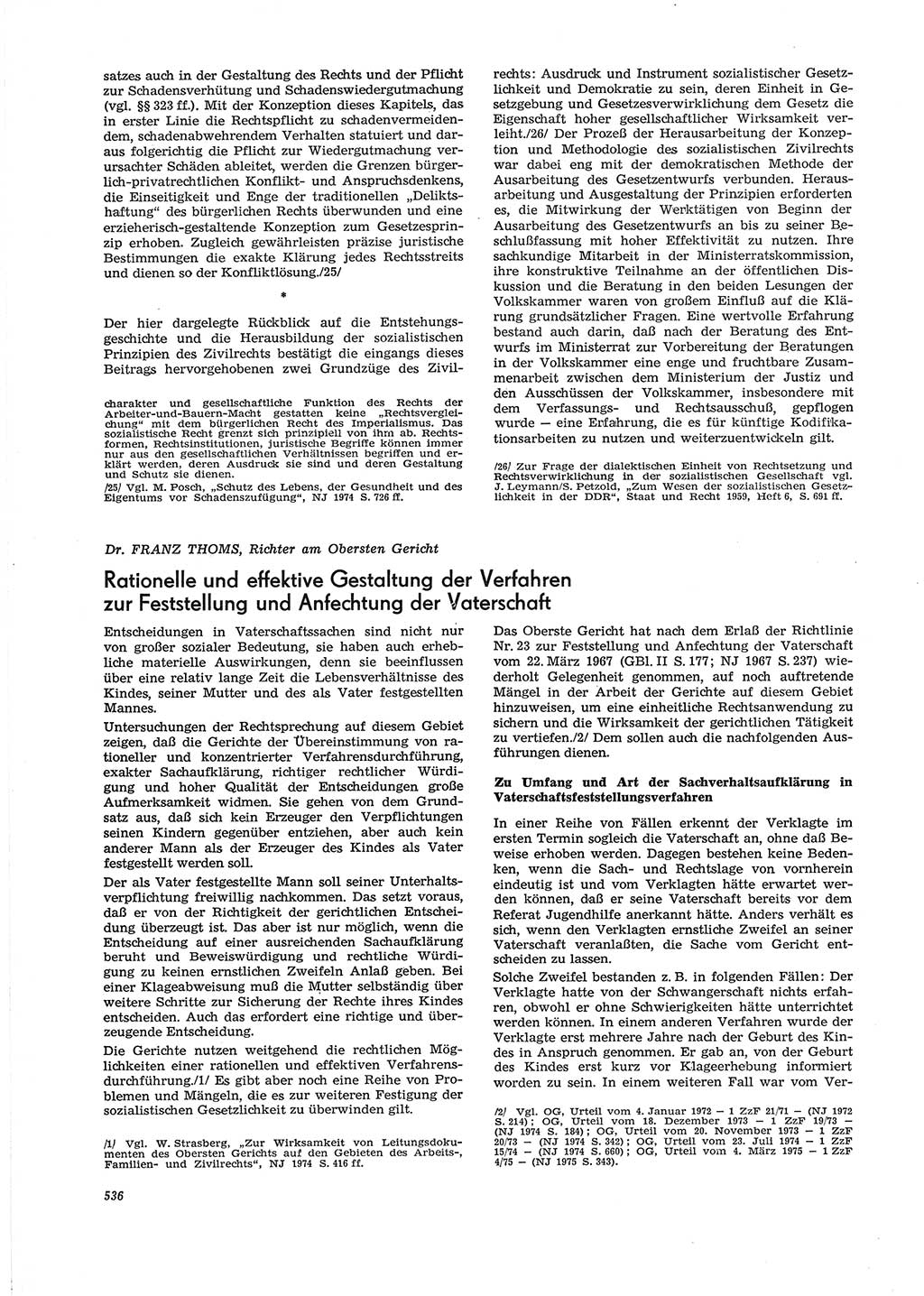 Neue Justiz (NJ), Zeitschrift für Recht und Rechtswissenschaft [Deutsche Demokratische Republik (DDR)], 29. Jahrgang 1975, Seite 536 (NJ DDR 1975, S. 536)