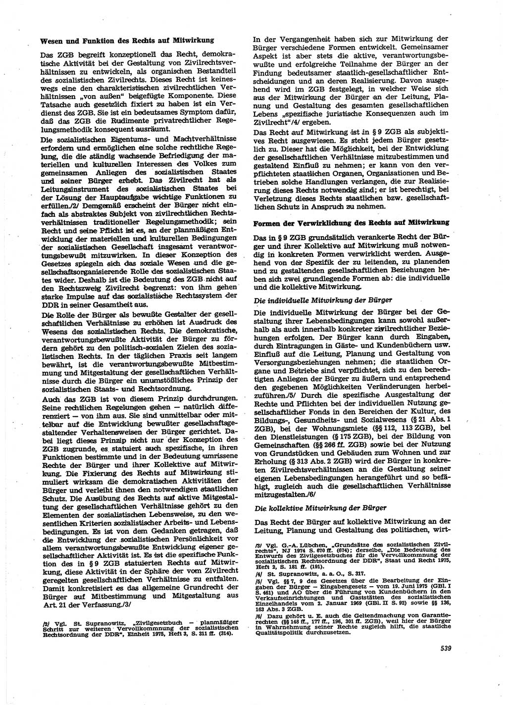 Neue Justiz (NJ), Zeitschrift für Recht und Rechtswissenschaft [Deutsche Demokratische Republik (DDR)], 29. Jahrgang 1975, Seite 539 (NJ DDR 1975, S. 539)