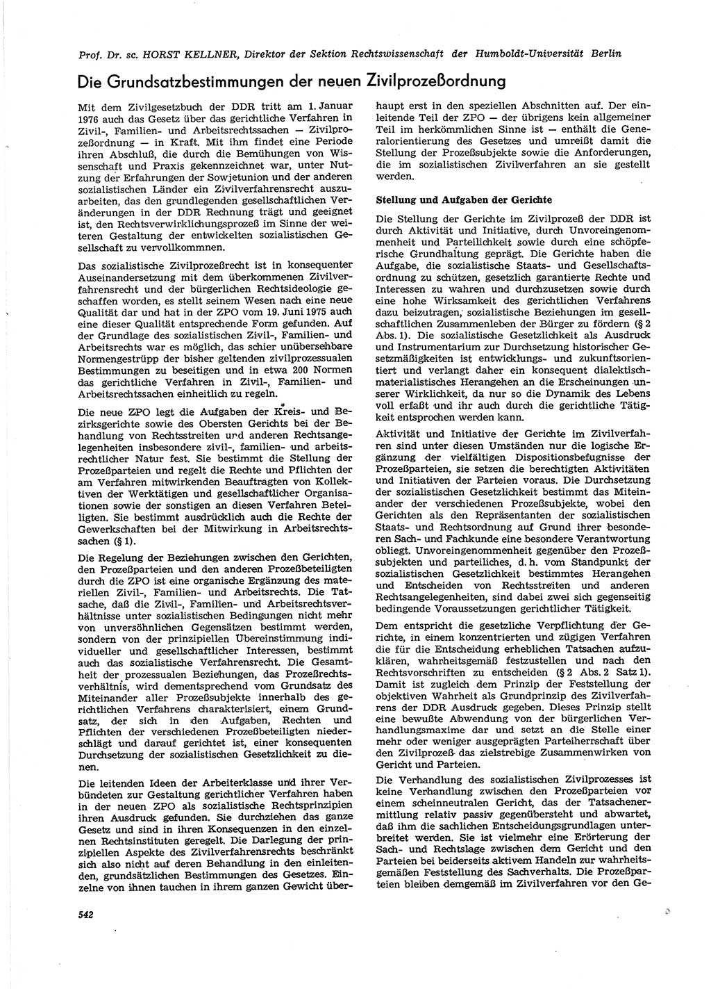 Neue Justiz (NJ), Zeitschrift für Recht und Rechtswissenschaft [Deutsche Demokratische Republik (DDR)], 29. Jahrgang 1975, Seite 542 (NJ DDR 1975, S. 542)