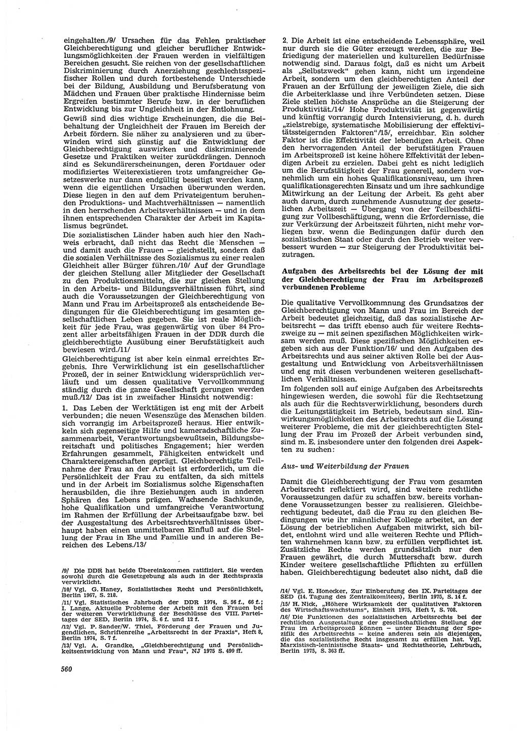 Neue Justiz (NJ), Zeitschrift für Recht und Rechtswissenschaft [Deutsche Demokratische Republik (DDR)], 29. Jahrgang 1975, Seite 560 (NJ DDR 1975, S. 560)