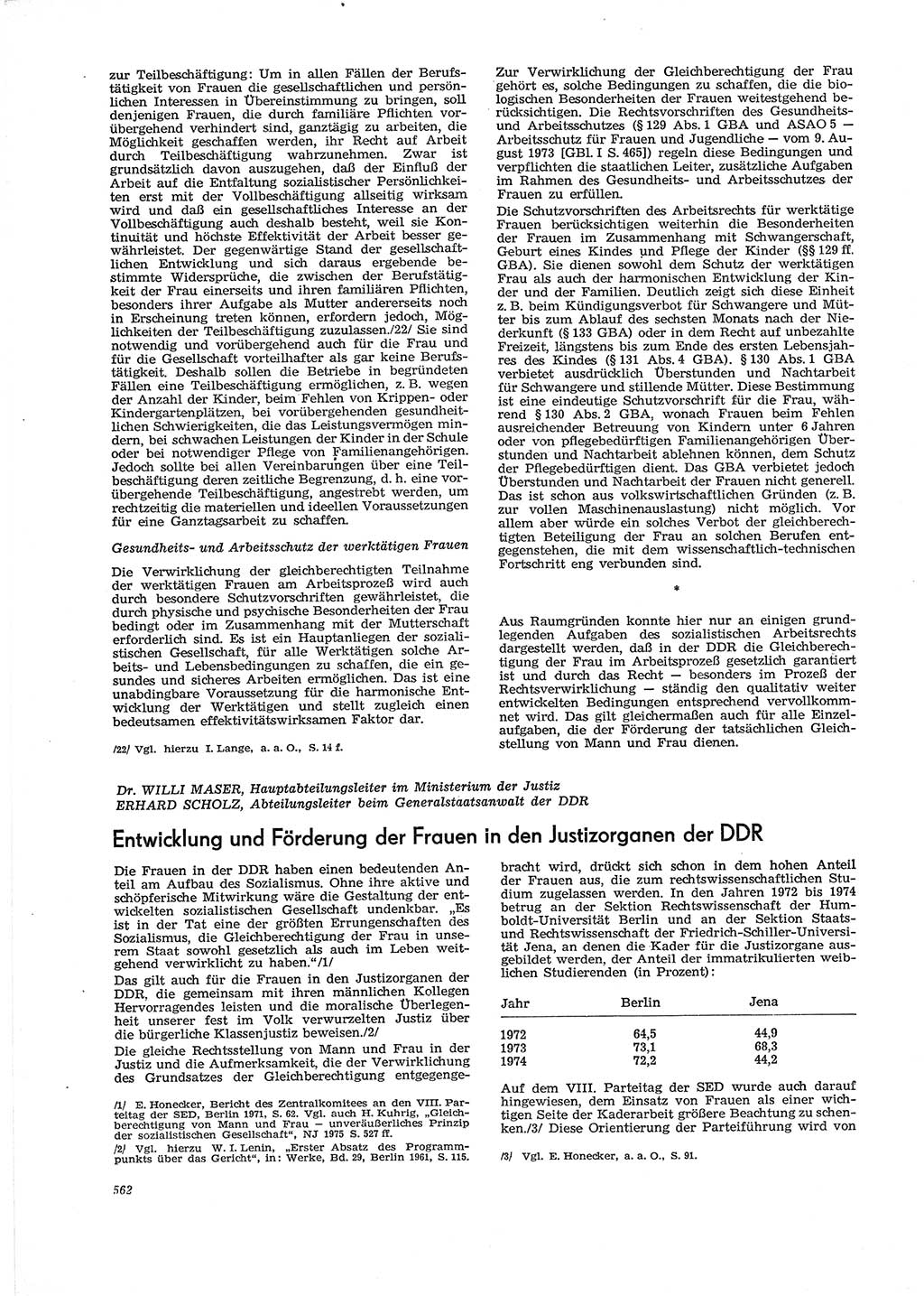 Neue Justiz (NJ), Zeitschrift für Recht und Rechtswissenschaft [Deutsche Demokratische Republik (DDR)], 29. Jahrgang 1975, Seite 562 (NJ DDR 1975, S. 562)
