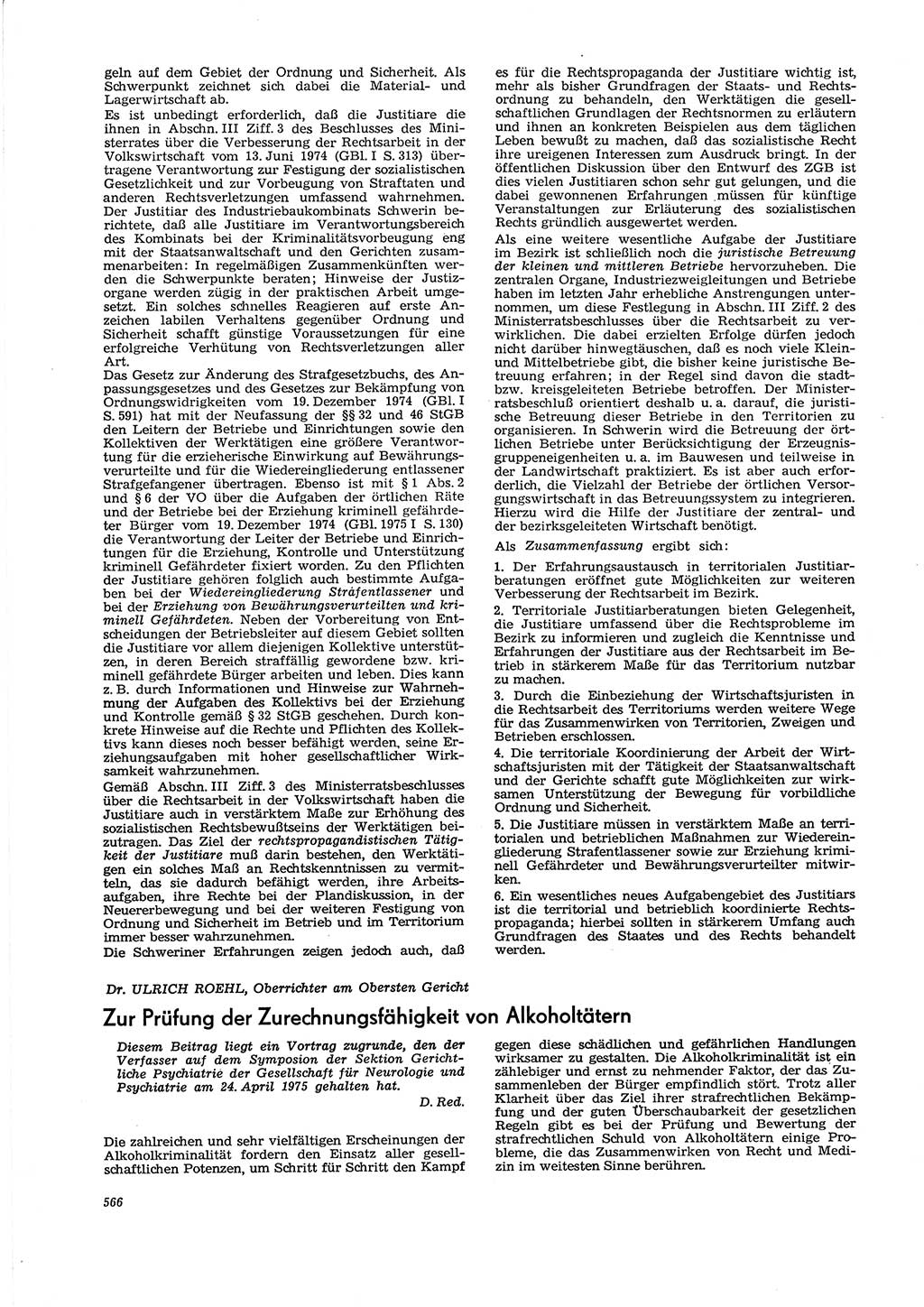 Neue Justiz (NJ), Zeitschrift für Recht und Rechtswissenschaft [Deutsche Demokratische Republik (DDR)], 29. Jahrgang 1975, Seite 566 (NJ DDR 1975, S. 566)