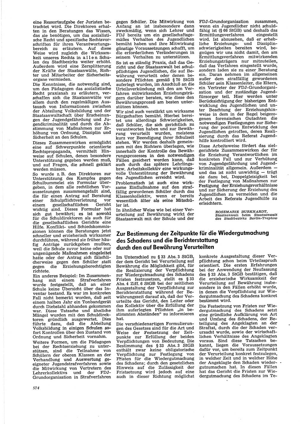 Neue Justiz (NJ), Zeitschrift für Recht und Rechtswissenschaft [Deutsche Demokratische Republik (DDR)], 29. Jahrgang 1975, Seite 574 (NJ DDR 1975, S. 574)