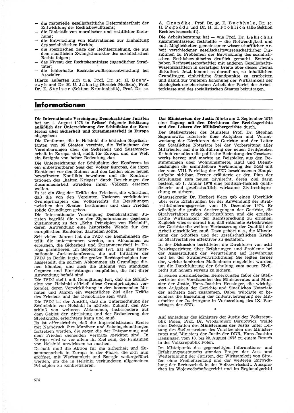Neue Justiz (NJ), Zeitschrift für Recht und Rechtswissenschaft [Deutsche Demokratische Republik (DDR)], 29. Jahrgang 1975, Seite 578 (NJ DDR 1975, S. 578)