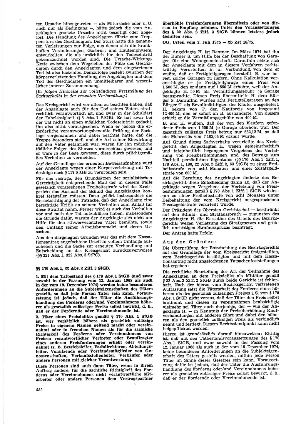 Neue Justiz (NJ), Zeitschrift für Recht und Rechtswissenschaft [Deutsche Demokratische Republik (DDR)], 29. Jahrgang 1975, Seite 582 (NJ DDR 1975, S. 582)