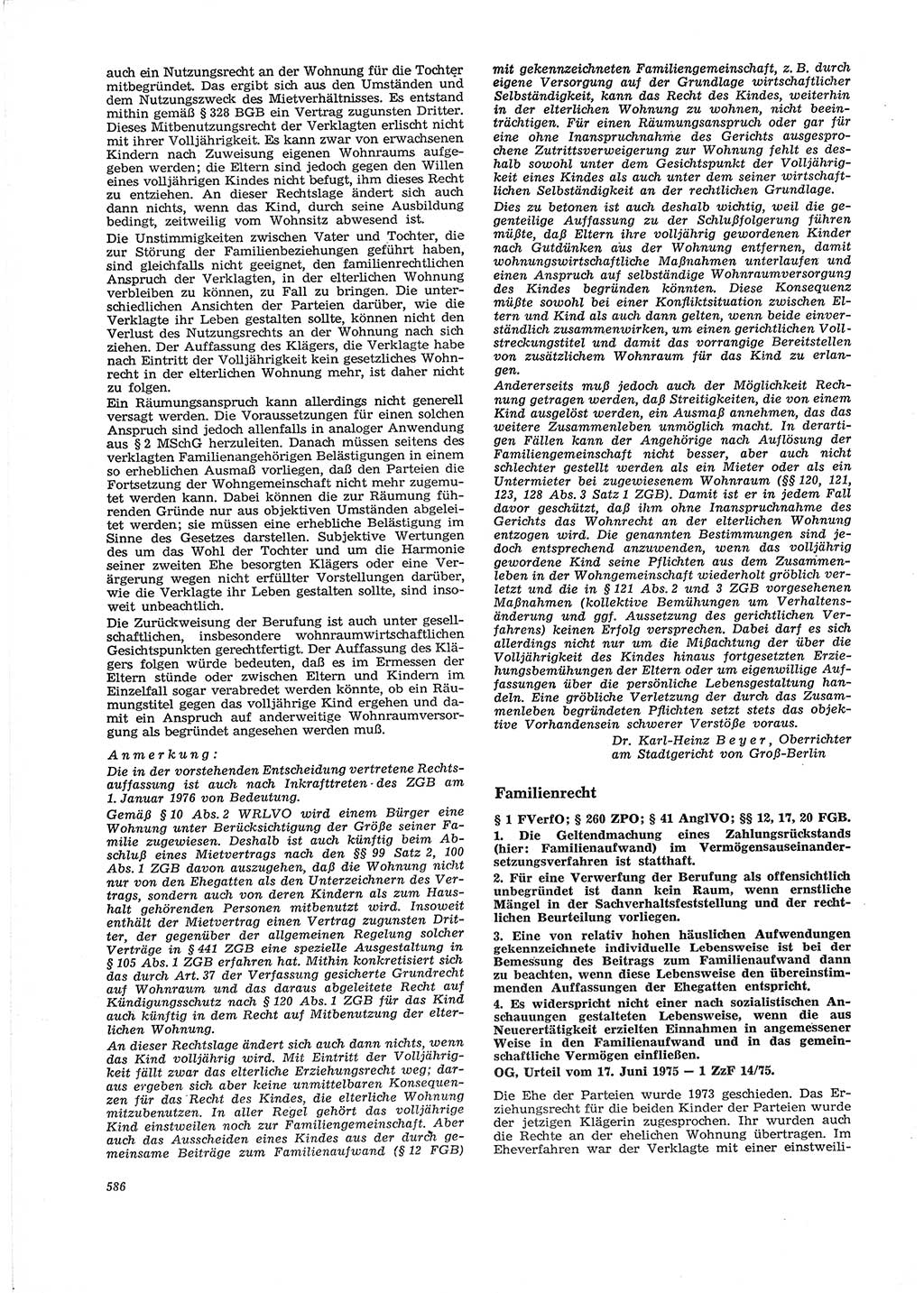 Neue Justiz (NJ), Zeitschrift für Recht und Rechtswissenschaft [Deutsche Demokratische Republik (DDR)], 29. Jahrgang 1975, Seite 586 (NJ DDR 1975, S. 586)