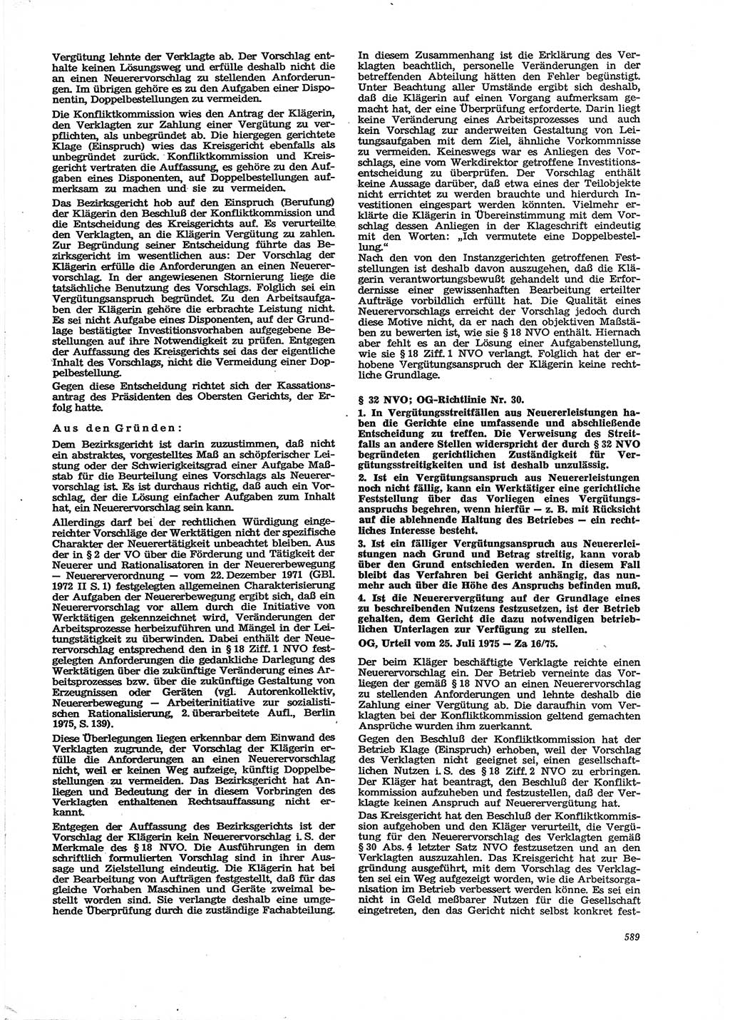 Neue Justiz (NJ), Zeitschrift für Recht und Rechtswissenschaft [Deutsche Demokratische Republik (DDR)], 29. Jahrgang 1975, Seite 589 (NJ DDR 1975, S. 589)