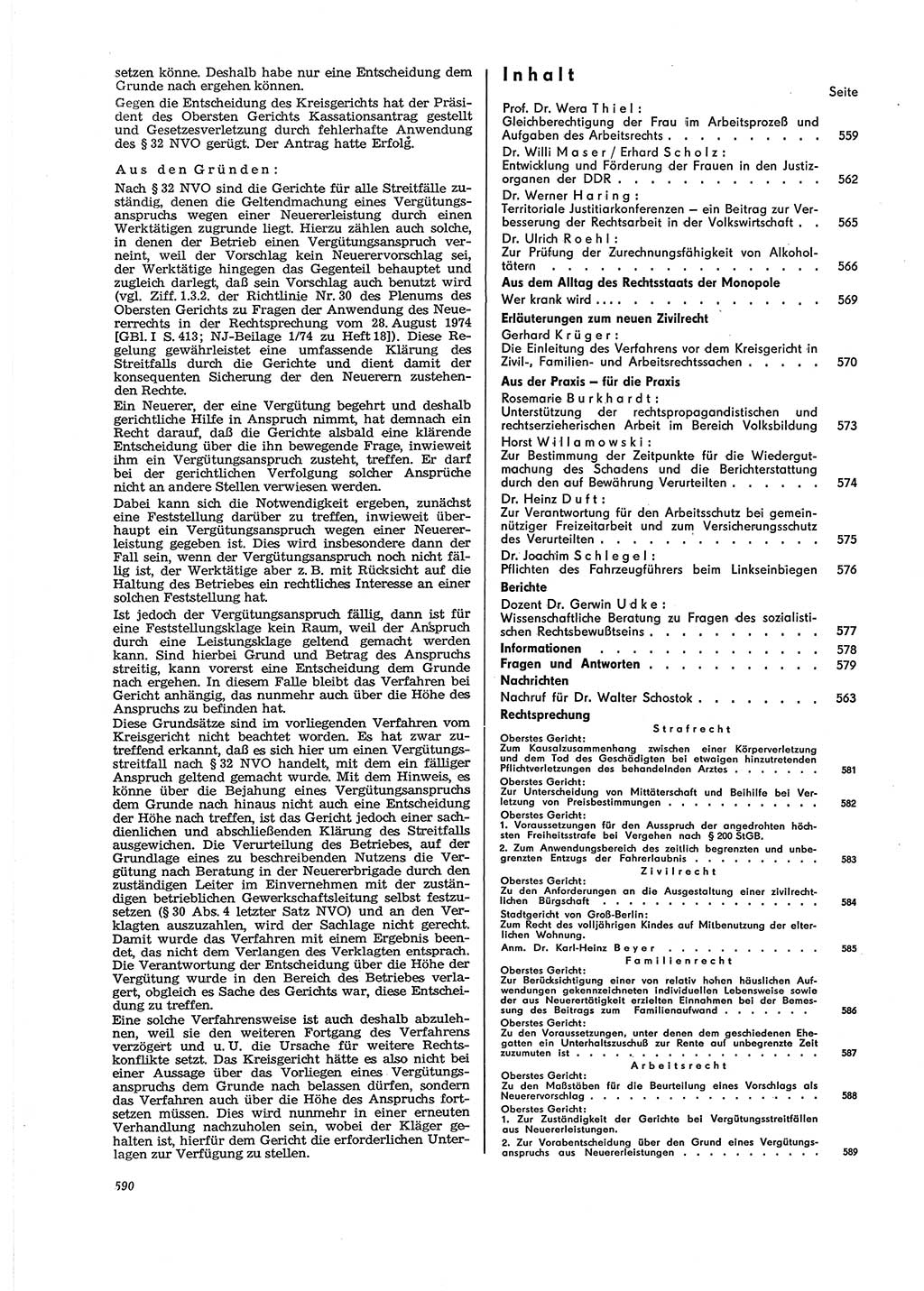 Neue Justiz (NJ), Zeitschrift für Recht und Rechtswissenschaft [Deutsche Demokratische Republik (DDR)], 29. Jahrgang 1975, Seite 590 (NJ DDR 1975, S. 590)