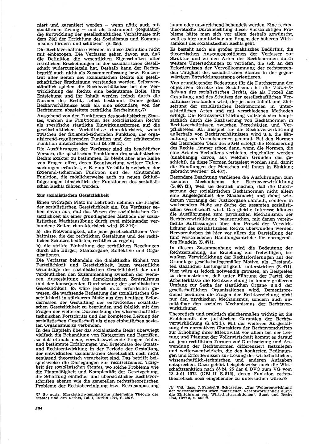 Neue Justiz (NJ), Zeitschrift für Recht und Rechtswissenschaft [Deutsche Demokratische Republik (DDR)], 29. Jahrgang 1975, Seite 594 (NJ DDR 1975, S. 594)