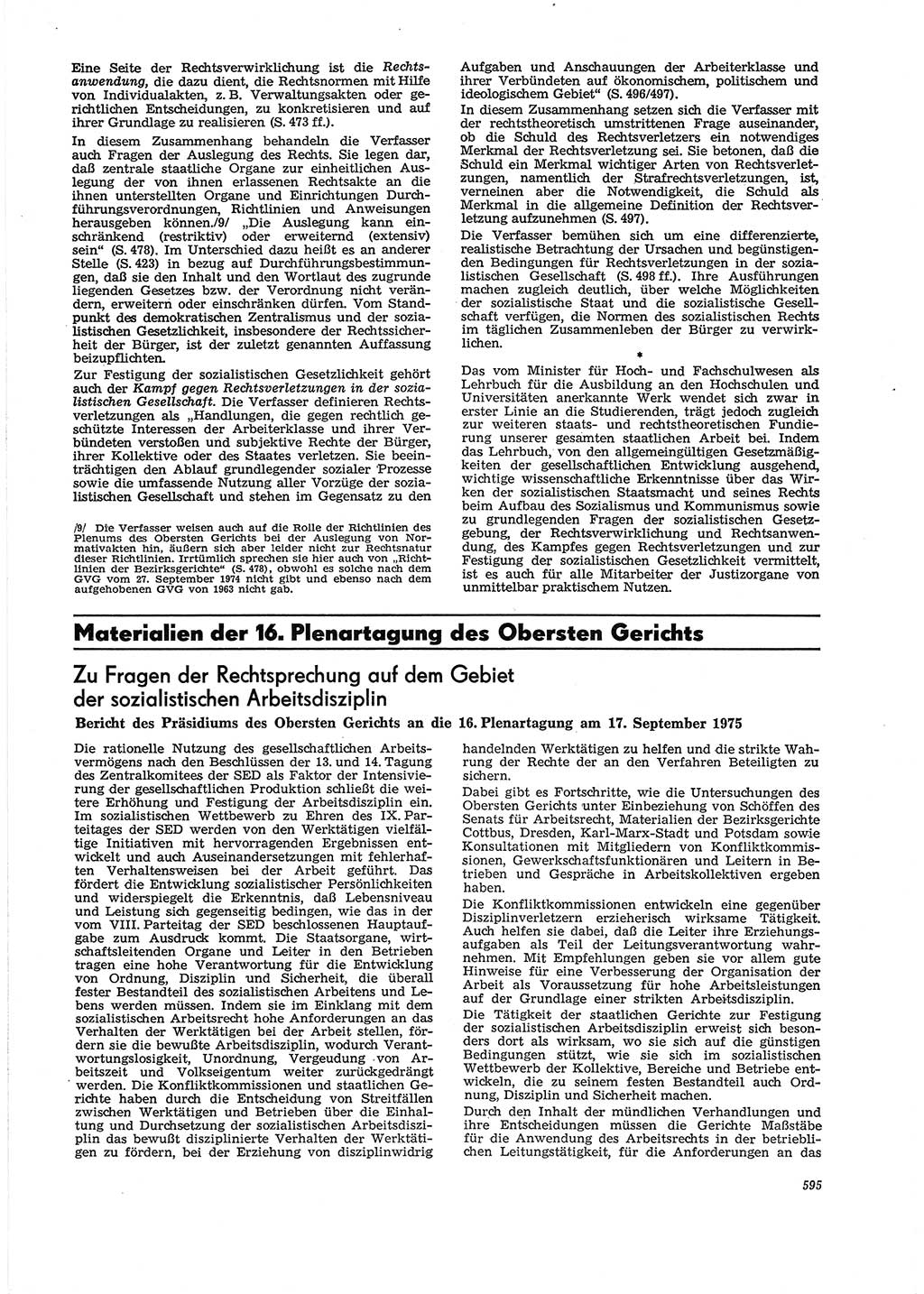 Neue Justiz (NJ), Zeitschrift für Recht und Rechtswissenschaft [Deutsche Demokratische Republik (DDR)], 29. Jahrgang 1975, Seite 595 (NJ DDR 1975, S. 595)
