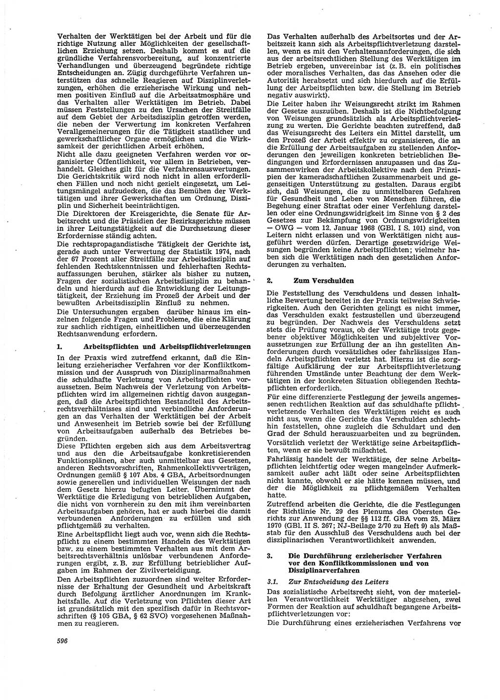 Neue Justiz (NJ), Zeitschrift für Recht und Rechtswissenschaft [Deutsche Demokratische Republik (DDR)], 29. Jahrgang 1975, Seite 596 (NJ DDR 1975, S. 596)