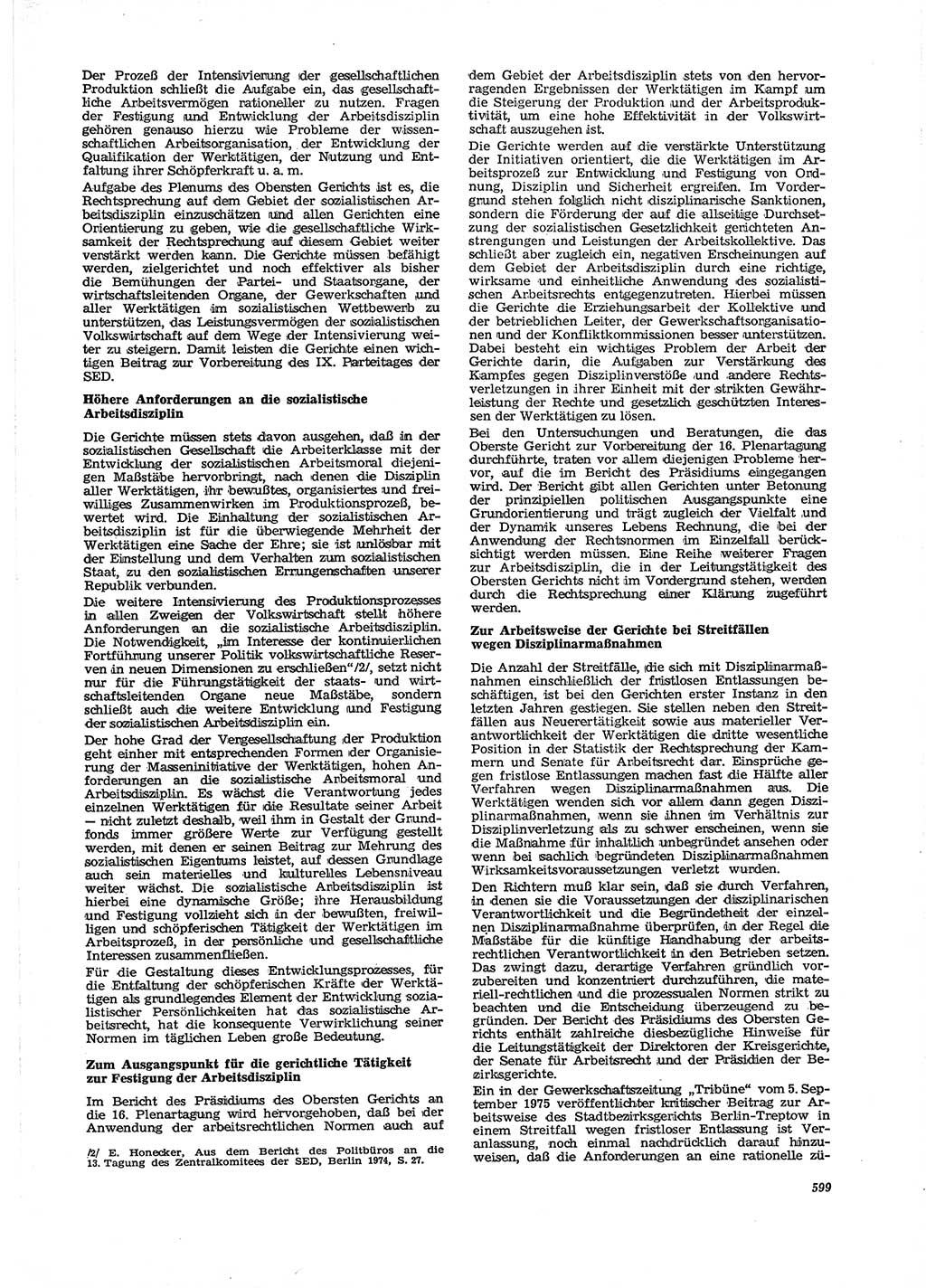 Neue Justiz (NJ), Zeitschrift für Recht und Rechtswissenschaft [Deutsche Demokratische Republik (DDR)], 29. Jahrgang 1975, Seite 599 (NJ DDR 1975, S. 599)