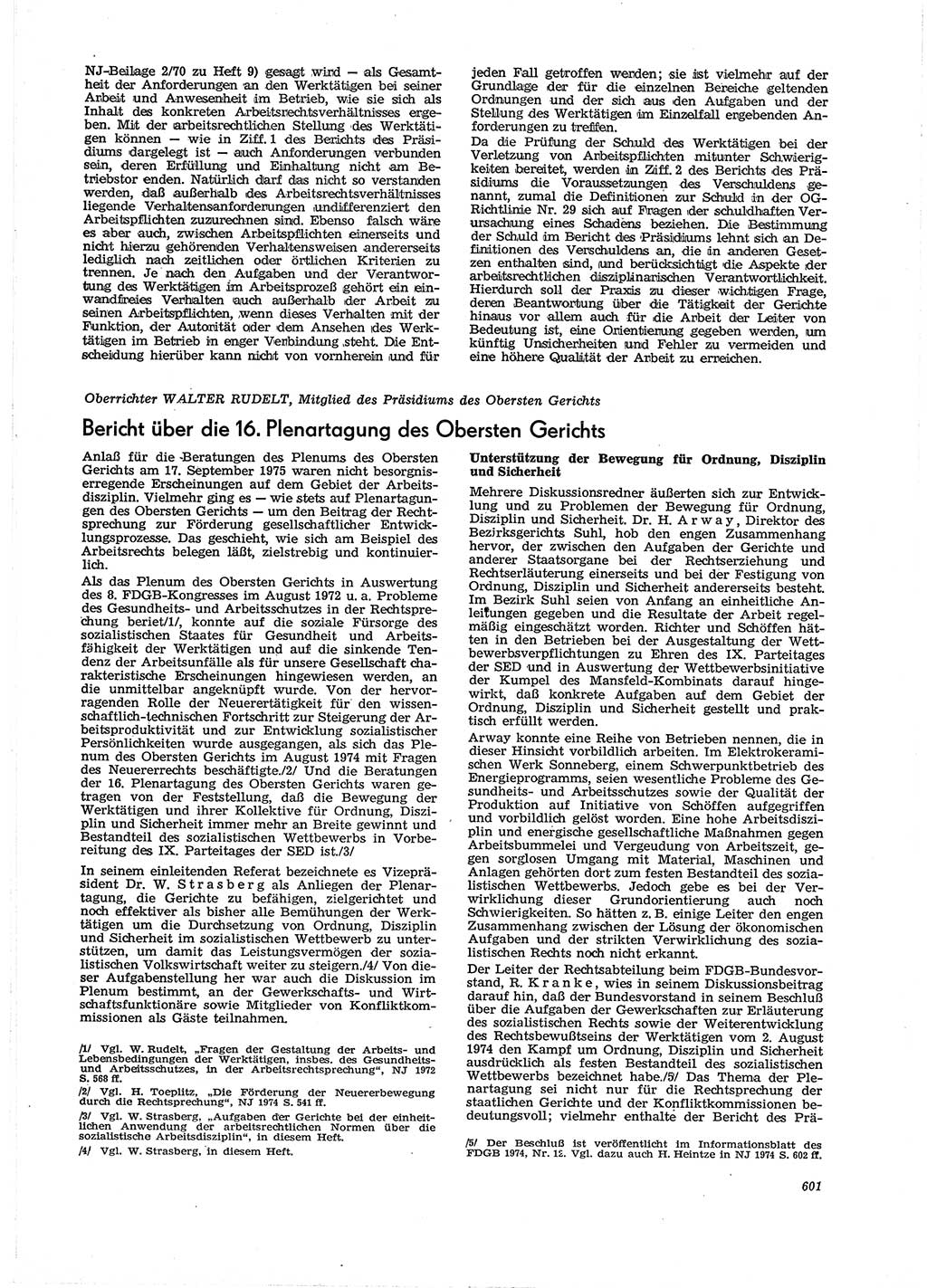 Neue Justiz (NJ), Zeitschrift für Recht und Rechtswissenschaft [Deutsche Demokratische Republik (DDR)], 29. Jahrgang 1975, Seite 601 (NJ DDR 1975, S. 601)