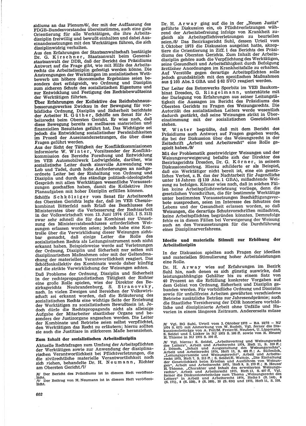 Neue Justiz (NJ), Zeitschrift für Recht und Rechtswissenschaft [Deutsche Demokratische Republik (DDR)], 29. Jahrgang 1975, Seite 602 (NJ DDR 1975, S. 602)