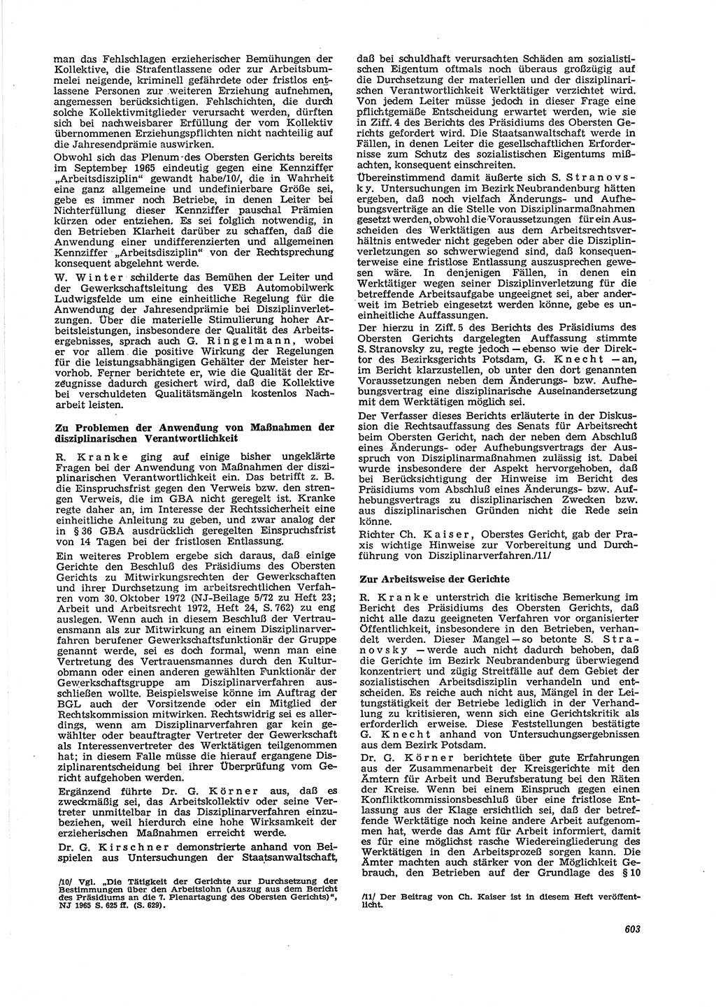 Neue Justiz (NJ), Zeitschrift für Recht und Rechtswissenschaft [Deutsche Demokratische Republik (DDR)], 29. Jahrgang 1975, Seite 603 (NJ DDR 1975, S. 603)