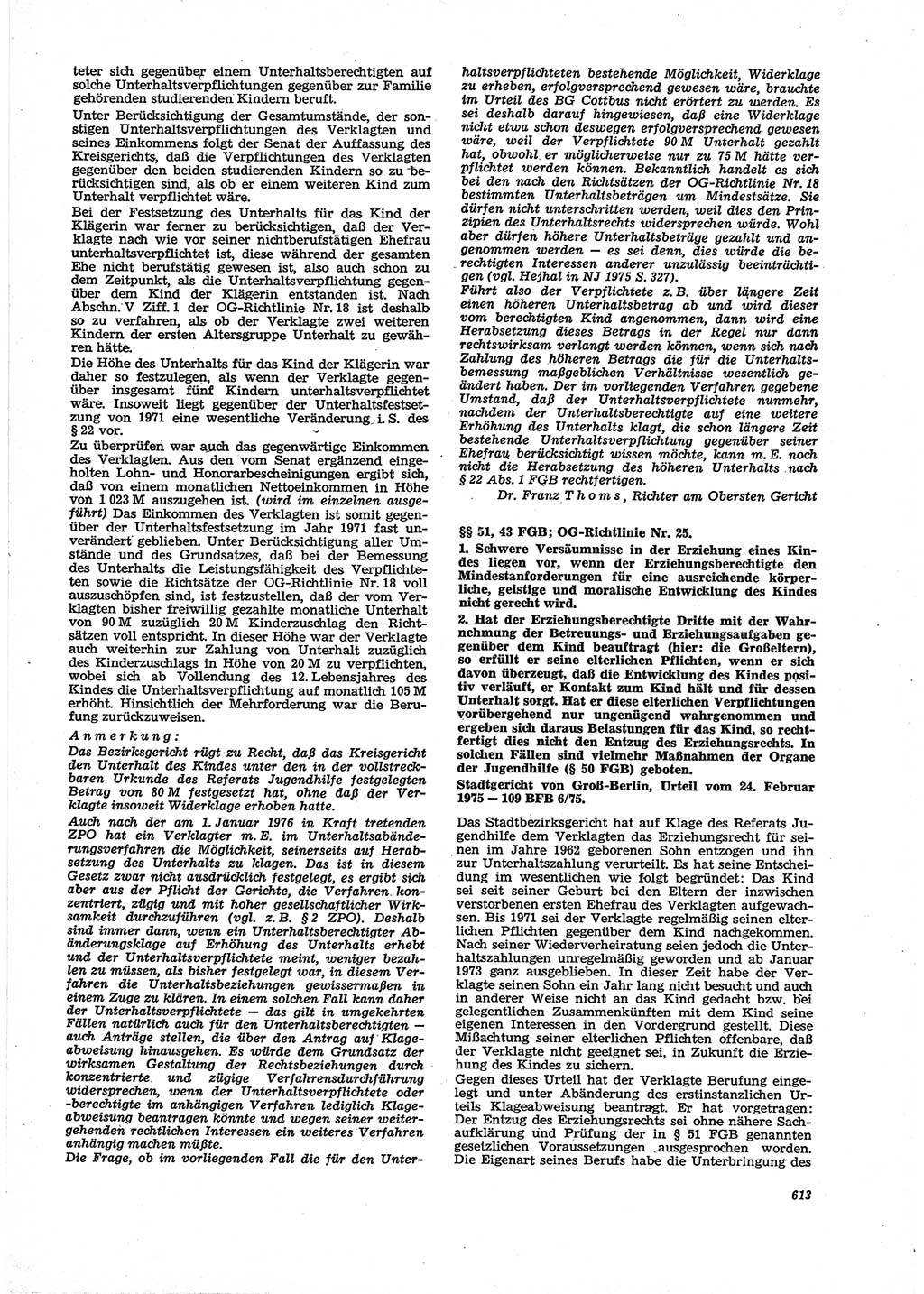 Neue Justiz (NJ), Zeitschrift für Recht und Rechtswissenschaft [Deutsche Demokratische Republik (DDR)], 29. Jahrgang 1975, Seite 613 (NJ DDR 1975, S. 613)