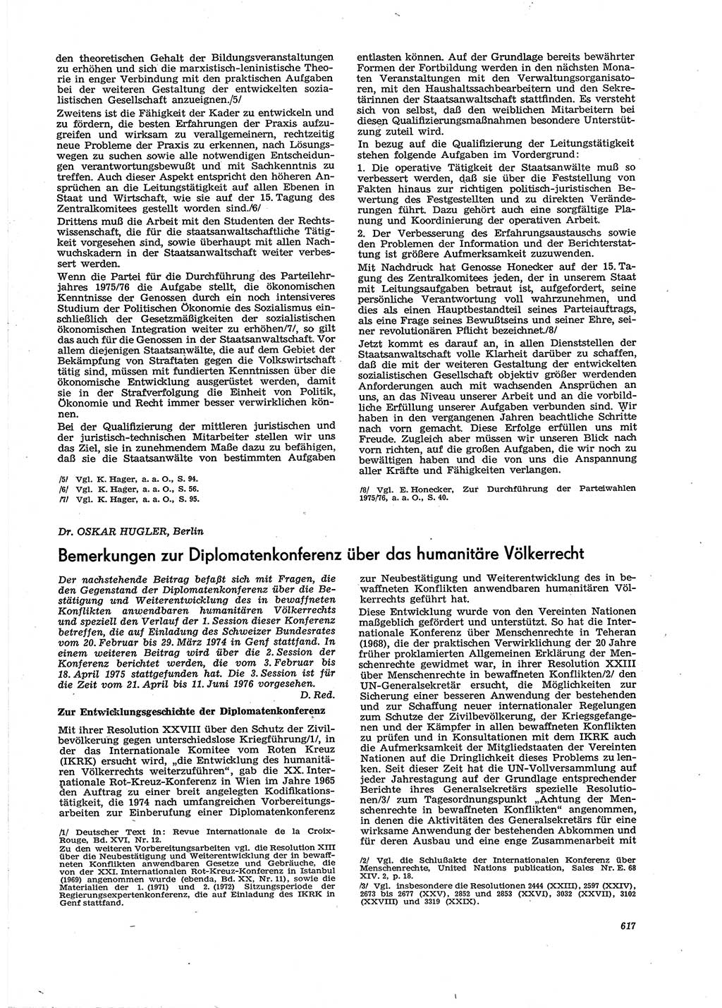 Neue Justiz (NJ), Zeitschrift für Recht und Rechtswissenschaft [Deutsche Demokratische Republik (DDR)], 29. Jahrgang 1975, Seite 617 (NJ DDR 1975, S. 617)