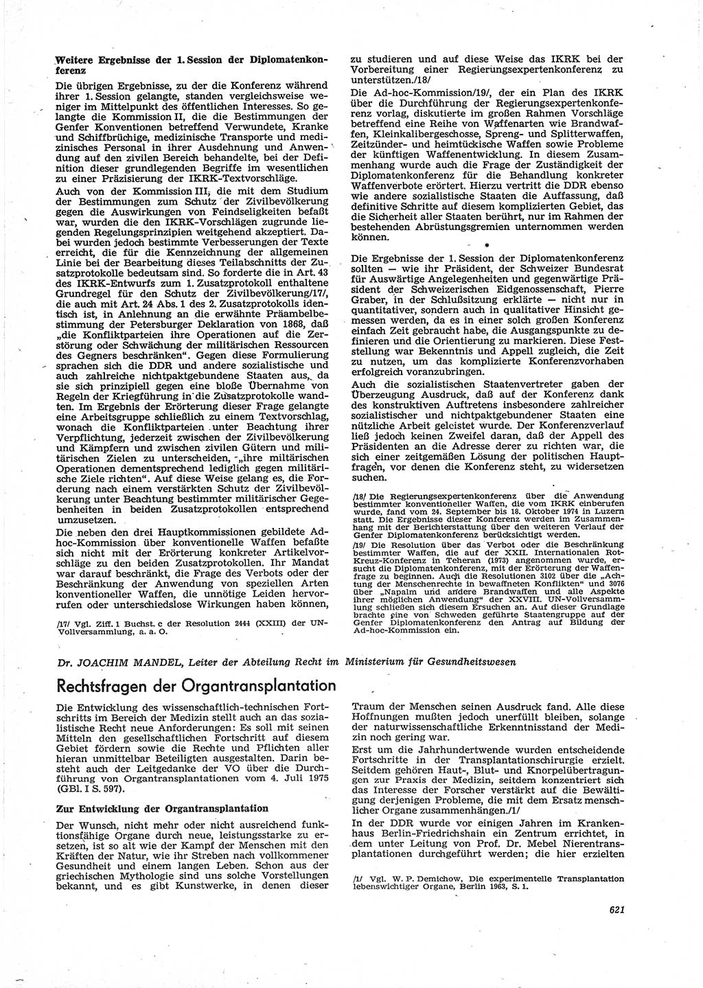 Neue Justiz (NJ), Zeitschrift für Recht und Rechtswissenschaft [Deutsche Demokratische Republik (DDR)], 29. Jahrgang 1975, Seite 621 (NJ DDR 1975, S. 621)